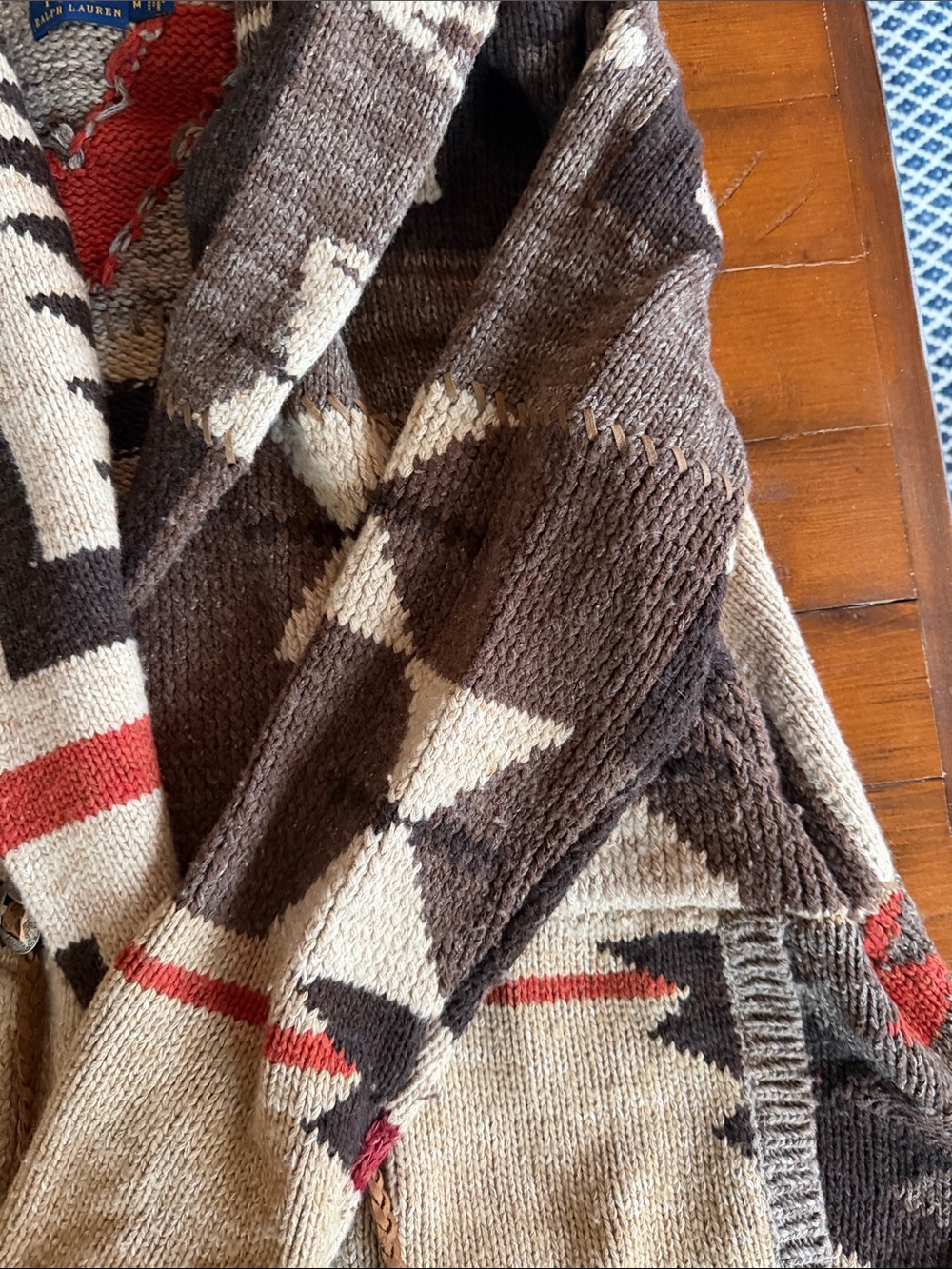 Polo Ralph Lauren Southwestern Knit Shawl Collar Cardigan - Brown & Cream - Picture 6 of 7
